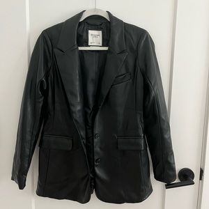 abercrombie vegan leather blazer